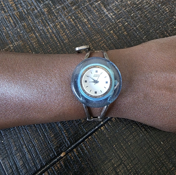 Vintage Anne Klien Watch Blue Stainless Steel Needs Battery - Picture 1 of 8